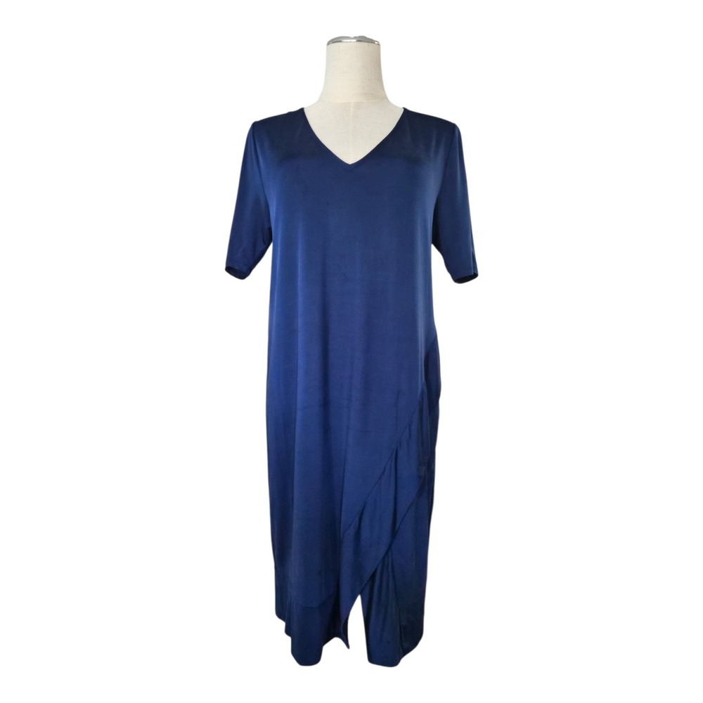 Dolan Left Coast Collection Cupro Knit Midi Dress Blue Petite XS Minimalist